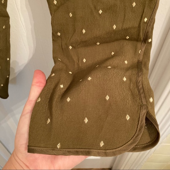 Anthro Green and Gold Slacks - Picture 3 of 5